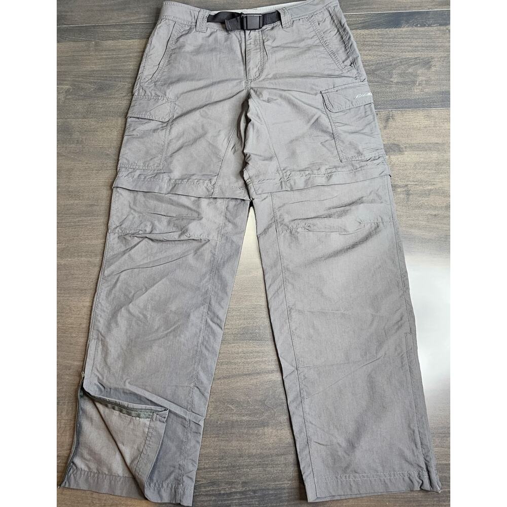 Eddie Bauer Hiking Pants Men's Sz 34x32 Convertible Zip Off Cargo Pockets Gray
